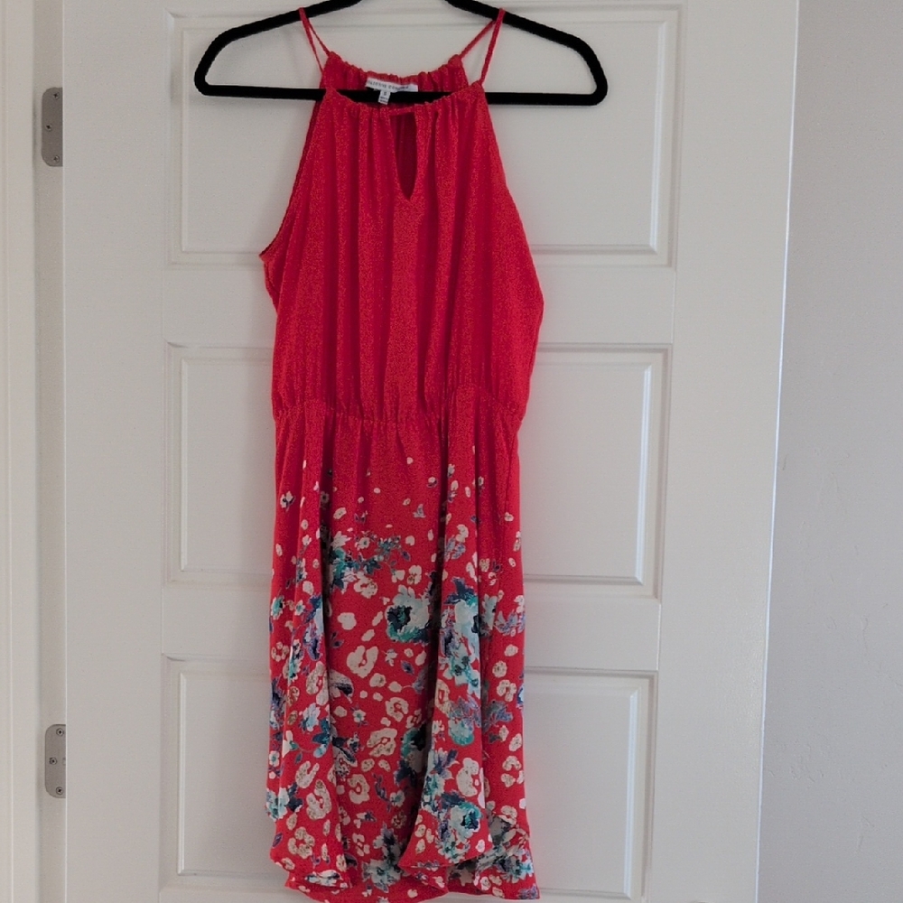 Floral Red Women's Halter Dress